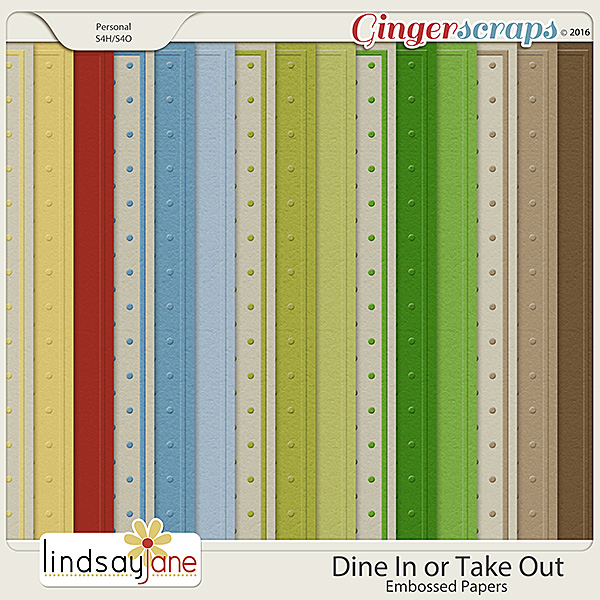 Dine In or Take Out Embossed Papers by Lindsay Jane