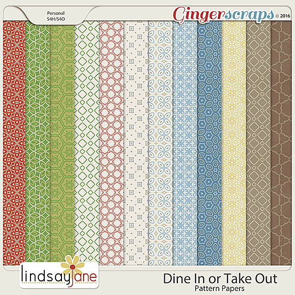 Dine In or Take Out Pattern Papers by Lindsay Jane