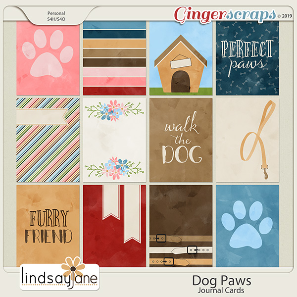 Dog Paws Journal Cards by Lindsay Jane
