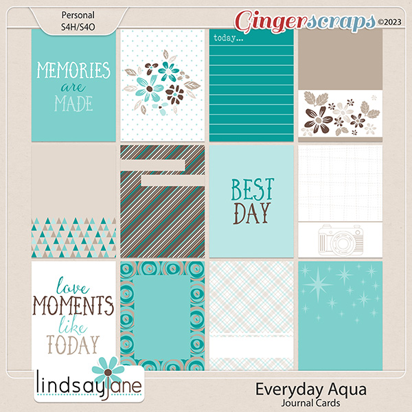 Everyday Aqua Journal Cards by Lindsay Jane