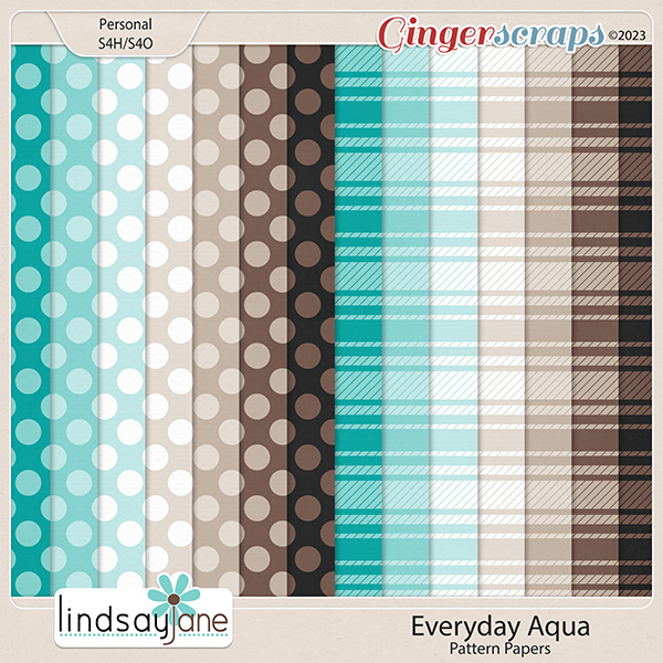 Everyday Aqua Pattern Papers by Lindsay Jane