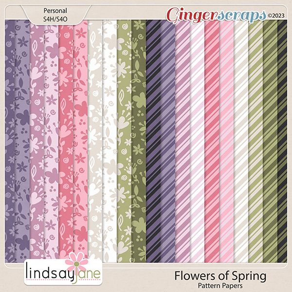 Flowers of Spring Pattern Papers by Lindsay Jane