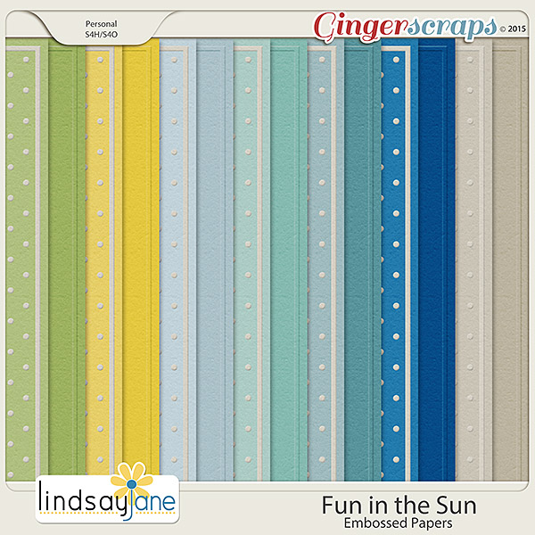 Fun In The Sun Embossed Papers by Lindsay Jane