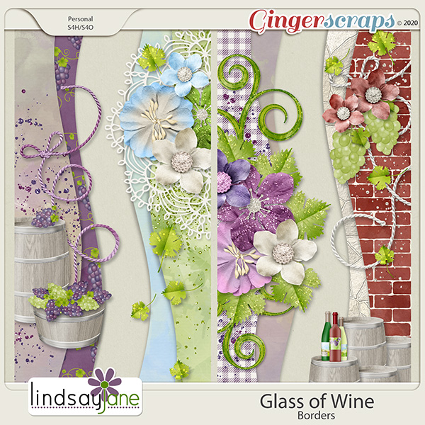 Glass of Wine Borders by Lindsay Jane