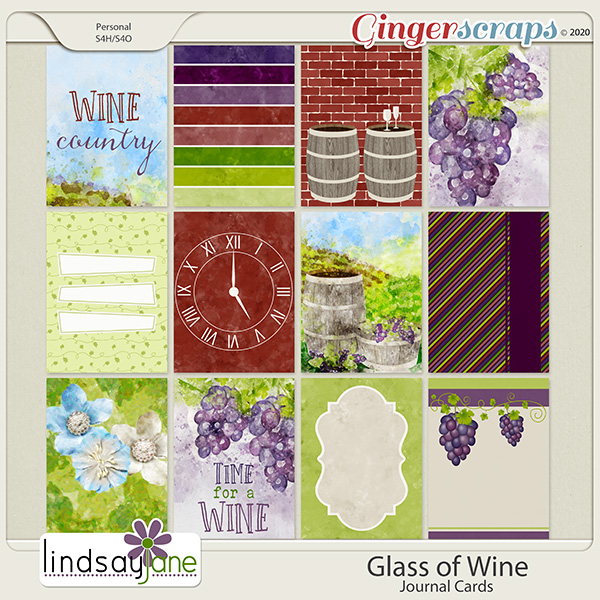 Glass of Wine Journal Cards by Lindsay Jane