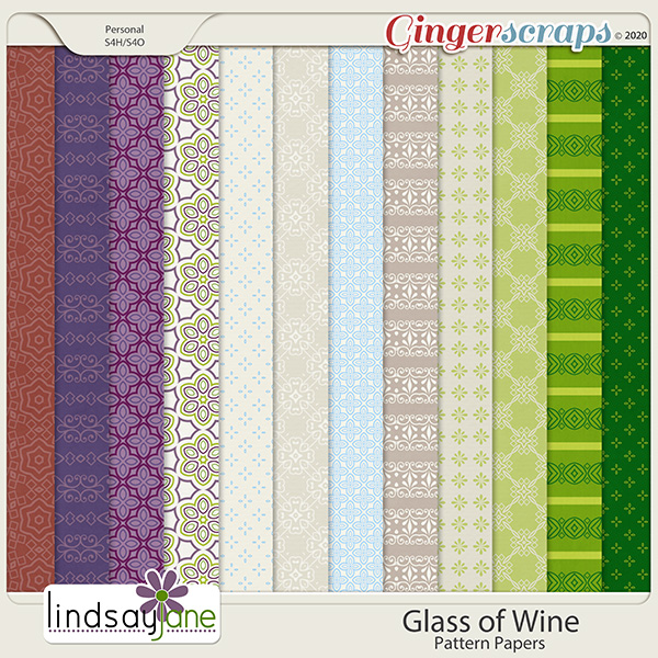 Glass of Wine Pattern Papers by Lindsay Jane