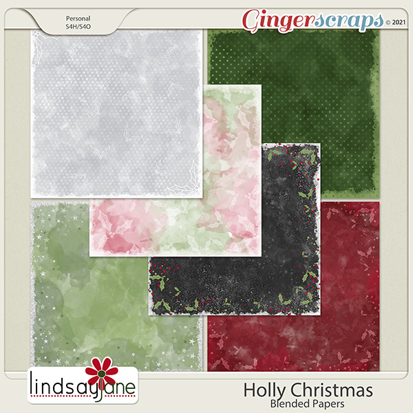 Holly Christmas Blended Papers by Lindsay Jane