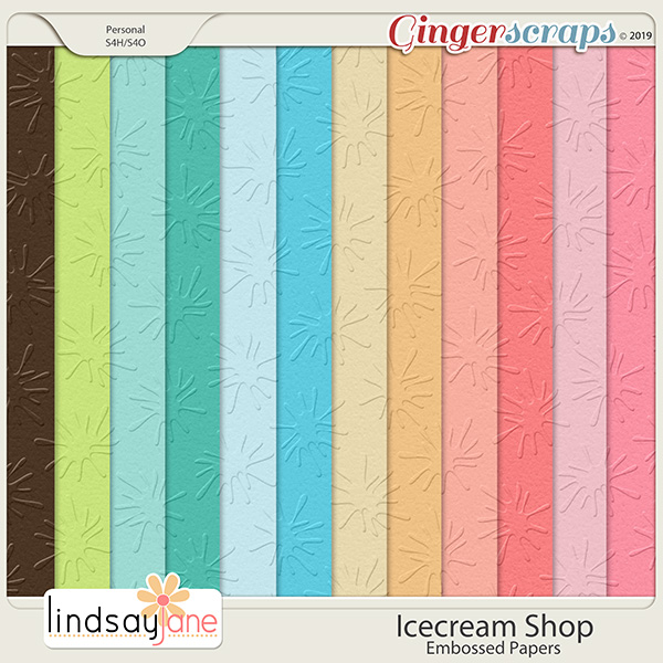 Icecream Shop Embossed Papers by Lindsay Jane