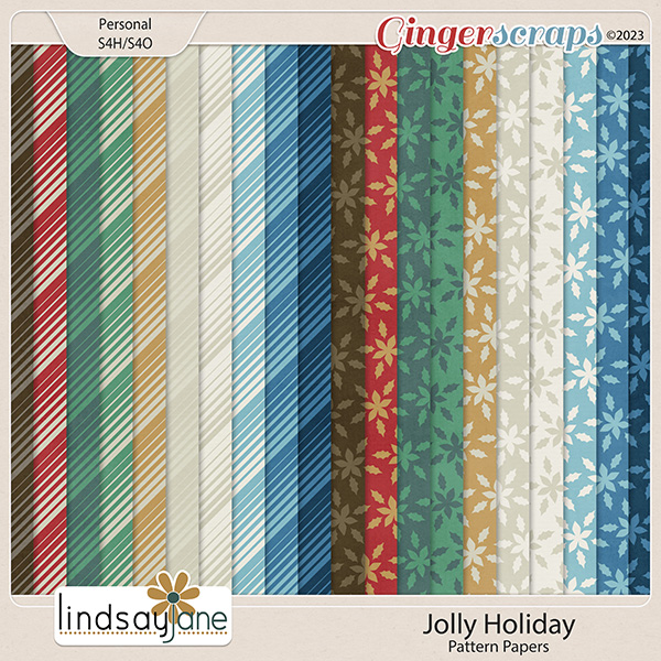 Jolly Holiday Pattern Papers by Lindsay Jane