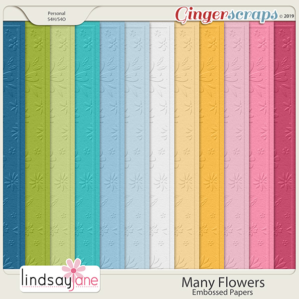 Many Flowers Embossed Papers by Lindsay Jane