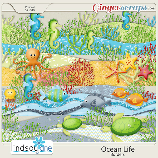 Ocean Life Borders by Lindsay Jane