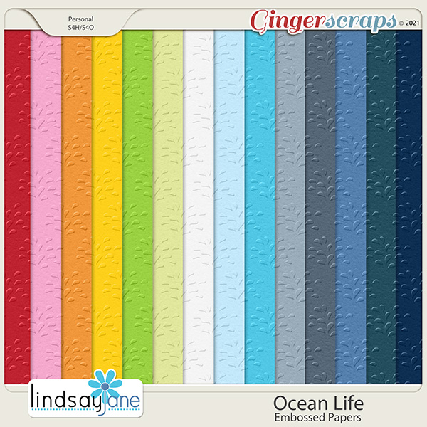 Ocean Life Embossed Papers by Lindsay Jane