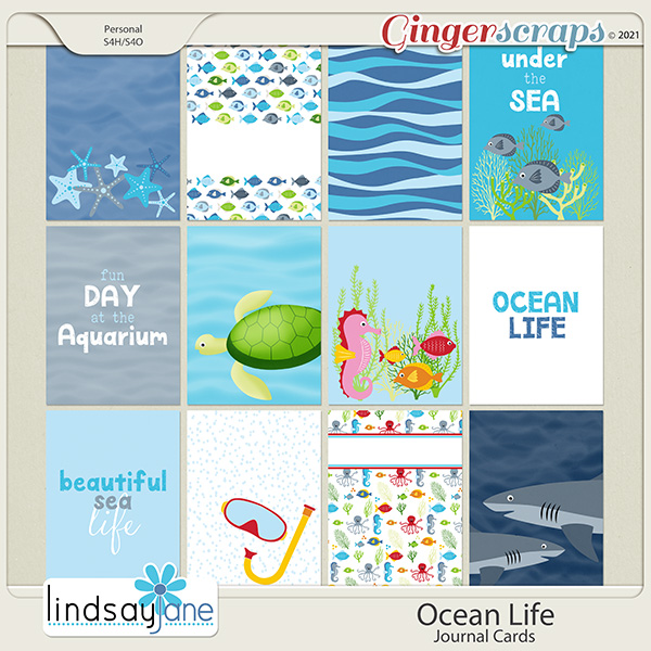 Ocean Life Journal Cards by Lindsay Jane