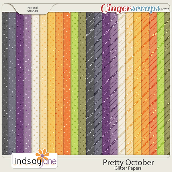 Pretty October Glitter Papers by Lindsay Jane