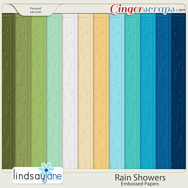 Rain Showers Embossed Papers by Lindsay Jane