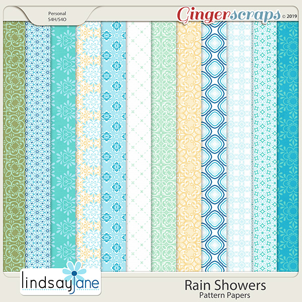 Rain Showers Pattern Papers by Lindsay Jane