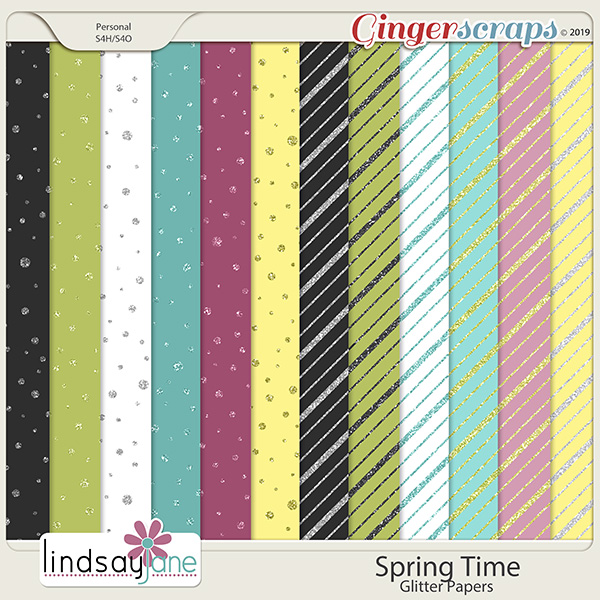 Spring Time Glitter Papers by Lindsay Jane