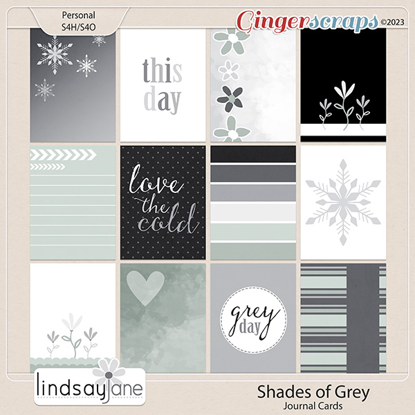 Shades of Grey Journal Cards by Lindsay Jane