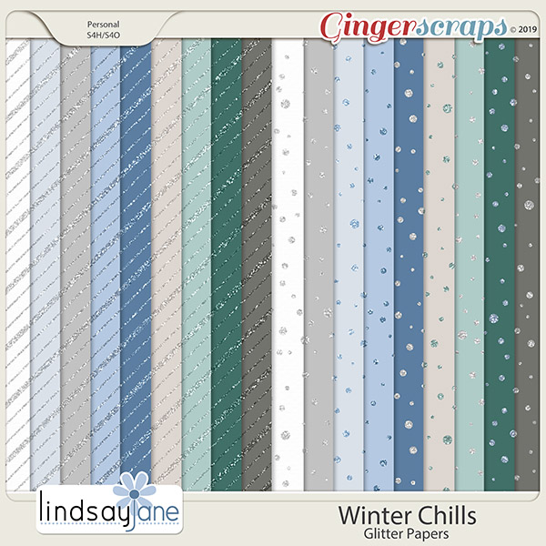 Winter Chills Glitter Papers by Lindsay Jane