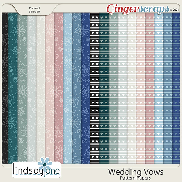 Wedding Vows Pattern Papers by Lindsay Jane