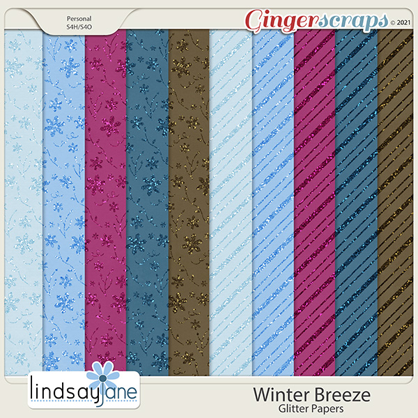 Winter Breeze Glitter Papers by Lindsay Jane