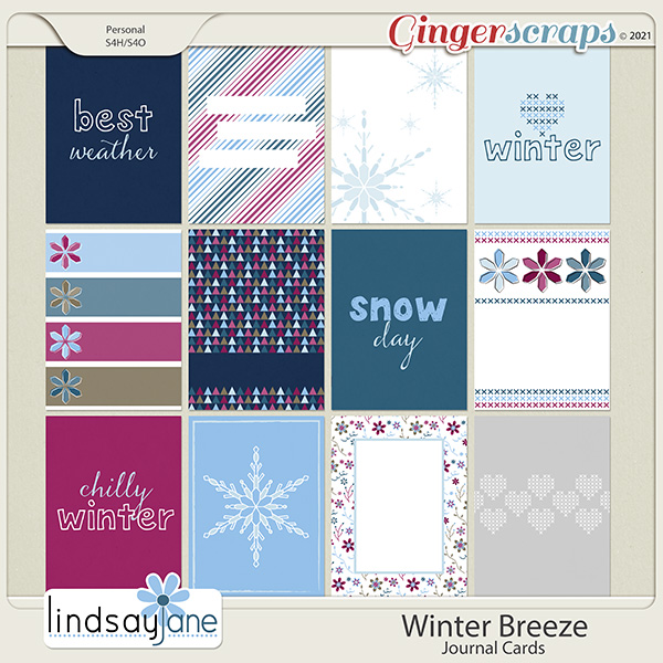 Winter Breeze Journal Cards by Lindsay Jane