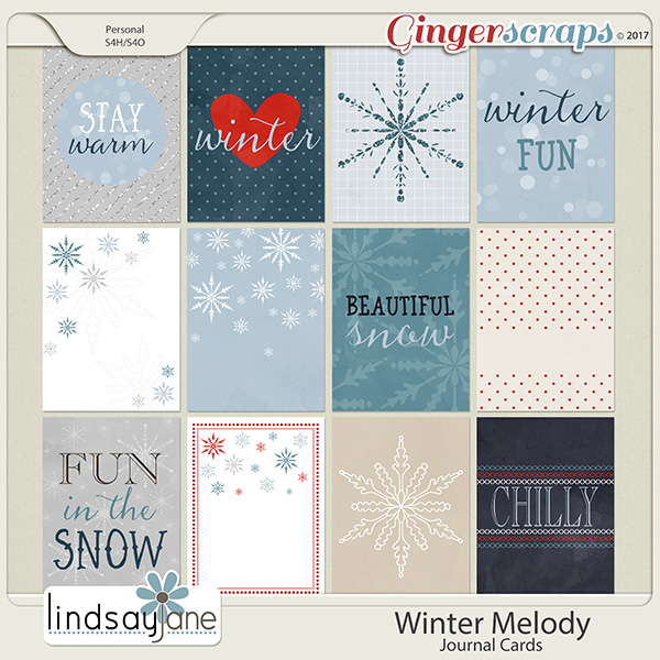 Winter Melody Journal Cards by Lindsay Jane