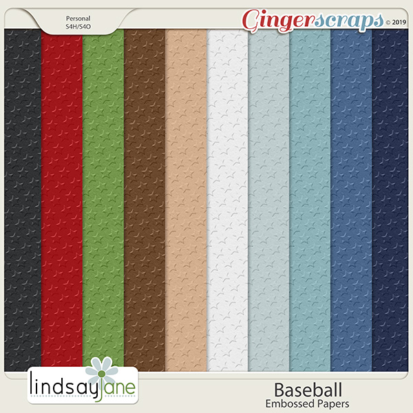 Baseball Embossed Papers by Lindsay Jane