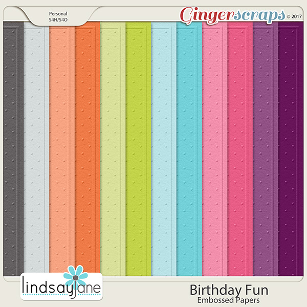 Birthday Fun Embossed Papers by Lindsay Jane