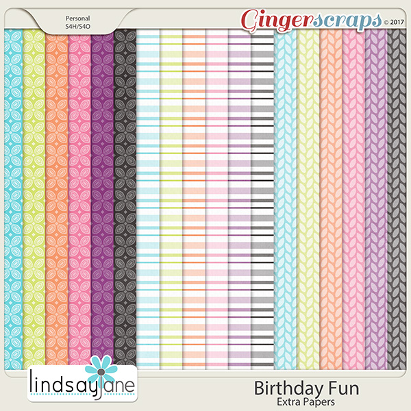 Birthday Fun Extra Papers by Lindsay Jane