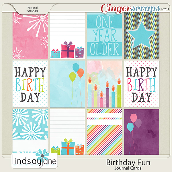 Birthday Fun Journal Cards by Lindsay Jane