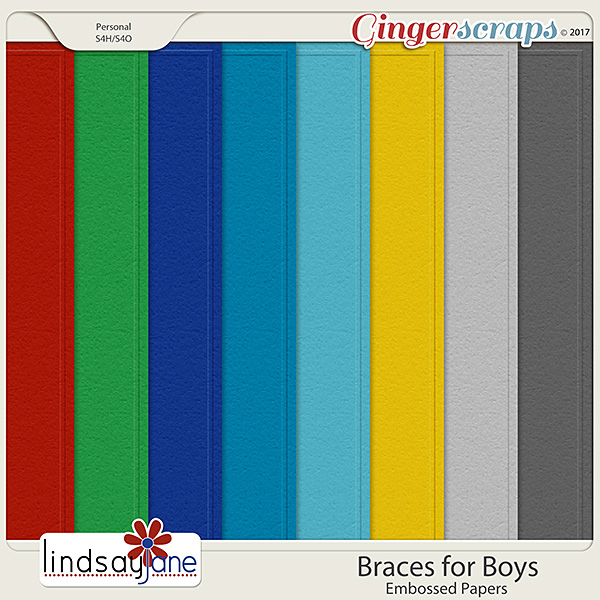 Braces for Boys Embossed Papers by Lindsay Jane