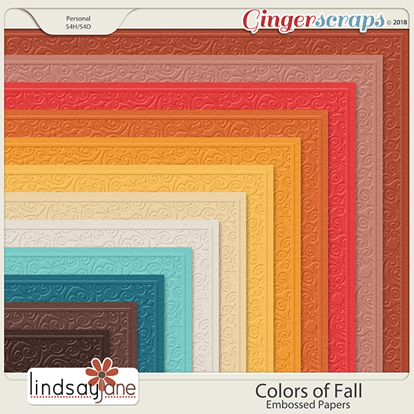 Colors of Fall Embossed Papers by Lindsay Jane