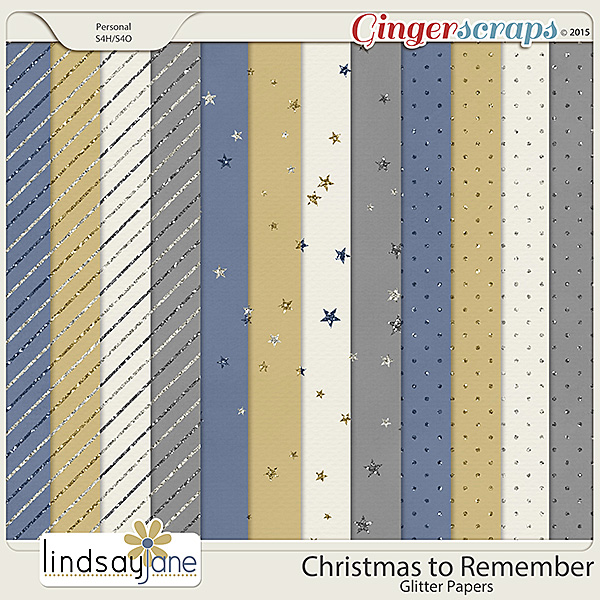 Christmas To Remember Glitter Papers by Lindsay Jane