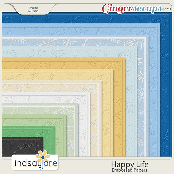 Happy Life Embossed Papers by Lindsay Jane