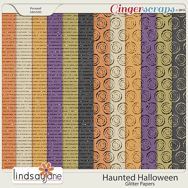 Haunted Halloween Glitter Papers by Lindsay Jane