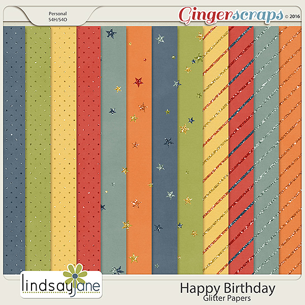 Happy Birthday Glitter Papers by Lindsay Jane