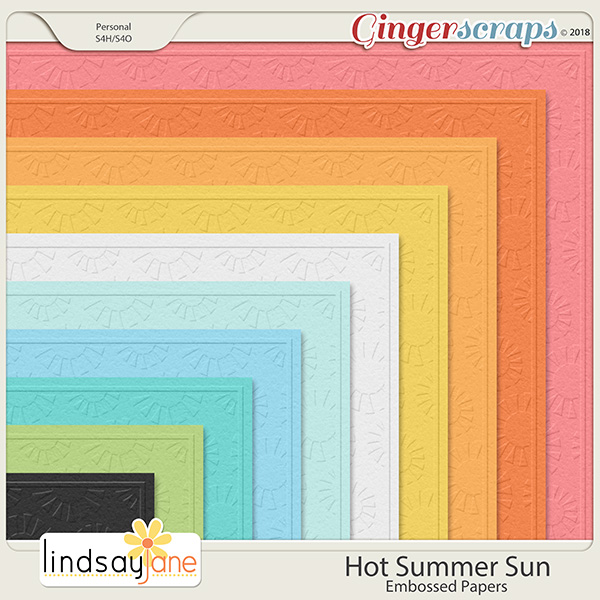 Hot Summer Sun Embossed Papers by Lindsay Jane