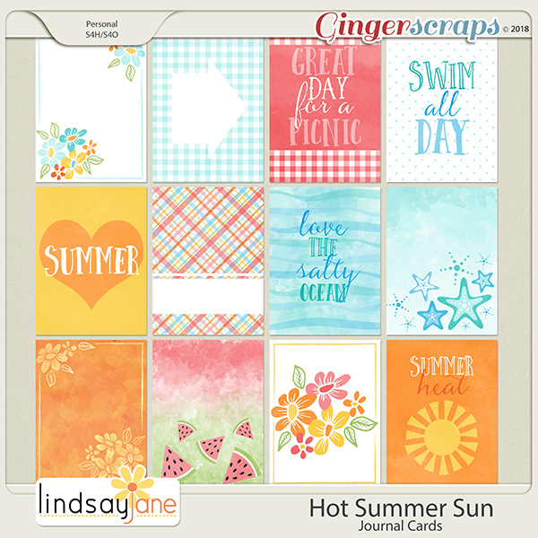 Hot Summer Sun Journal Cards by Lindsay Jane