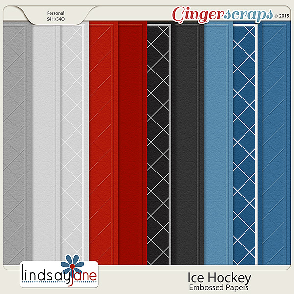 Ice Hockey Embossed Papers by Lindsay Jane