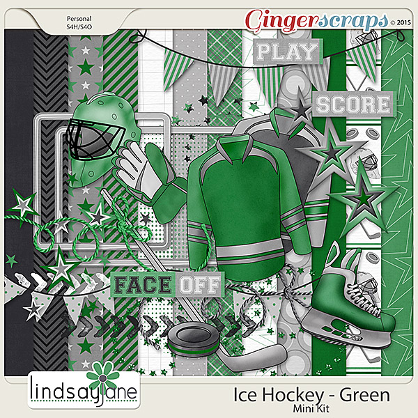 Ice Hockey Green by Lindsay Jane