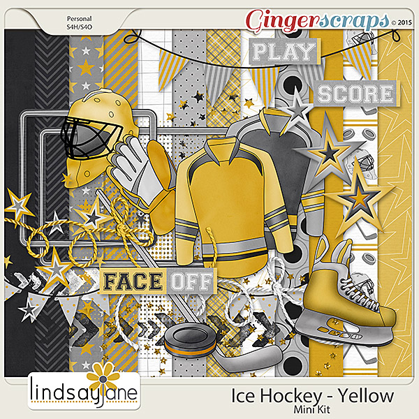 Ice Hockey Yellow  by Lindsay Jane