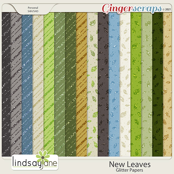 New Leaves Glitter Papers by Lindsay Jane