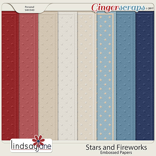 Stars and Fireworks Embossed Papers by Lindsay Jane