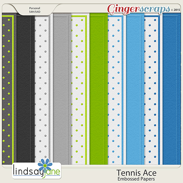 Tennis Ace Embossed Papers by Lindsay Jane