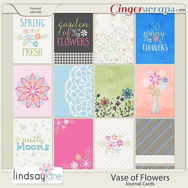 Vase of Flowers Journal Cards by Lindsay Jane