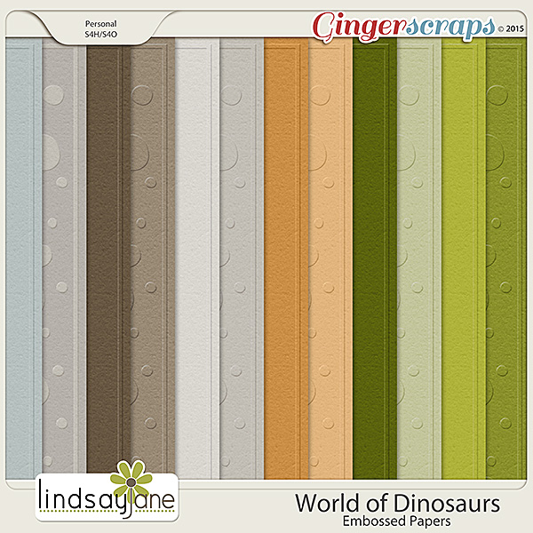 World of Dinosaurs Embossed Papers by Lindsay Jane