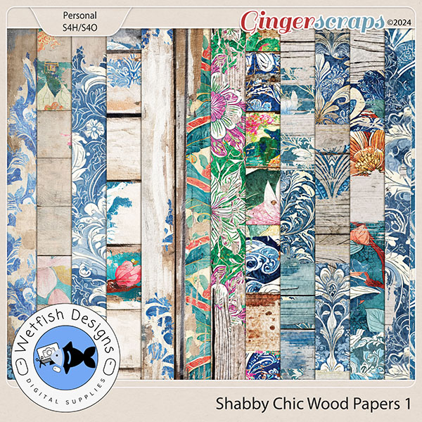 Shabby Chic Wood Papers 1 by Wetfish Designs