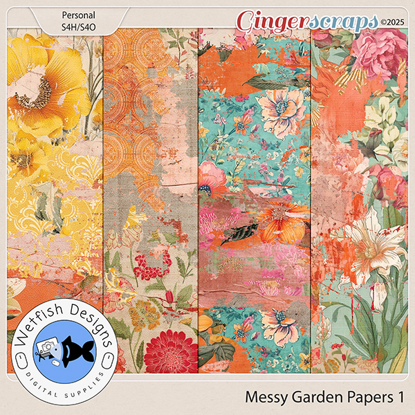 Messy Garden Papers 1 by Wetfish Designs 