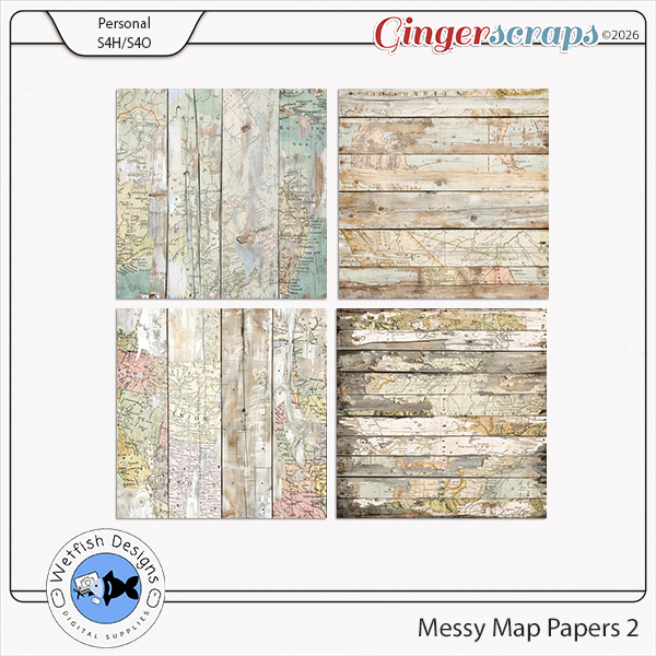 Messy Map Papers 2 by Wetfish Designs